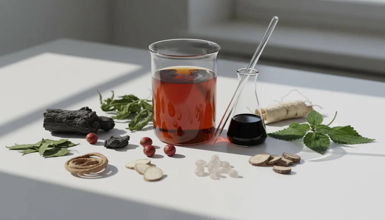 Laboratory still life with botanical extract